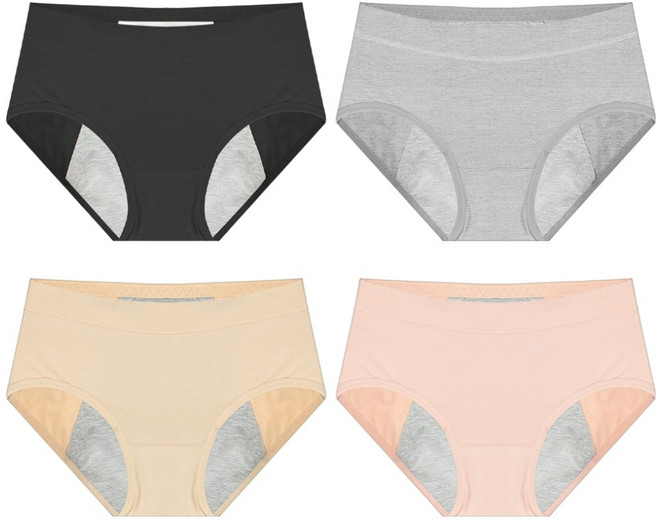 Sosomido 青少年用棉質三角生理褲4件組