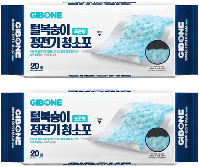 기본에 털복숭이 정전기 청소포 표준형 20p, 2개