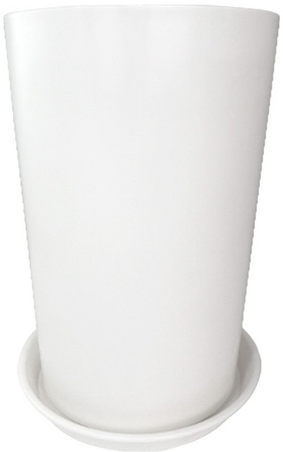 데일드 플라스틱 인테리어 라운드 30 화분 + 받침 세트, 화이트, 1세트