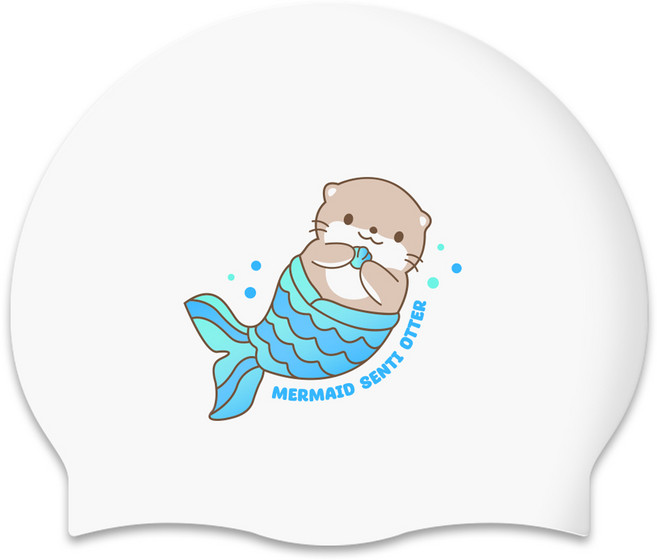 센티 인어수달 수리 실리콘 수모, WHITE + BL, 1개