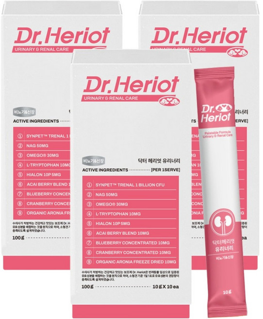 닥터헤리엇 반려동물 유리너리 영양제, 100g, 비뇨기+신장, 3개