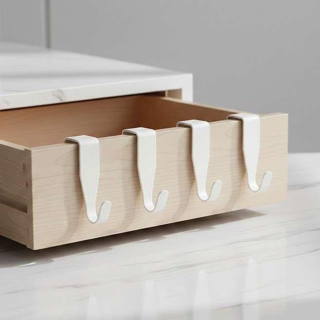 마켓피아 문걸이 후크 다용도 서랍 걸이 행거 소형, 화이트, 4개