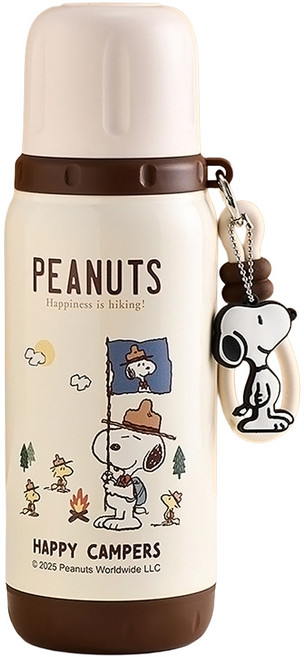 PEANUTS 史努比 三飲保溫水壺, 棕色, 1個, 500ml