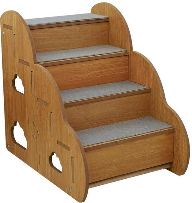 Qilci 寵物小型防滑階梯, 棕色, 1個