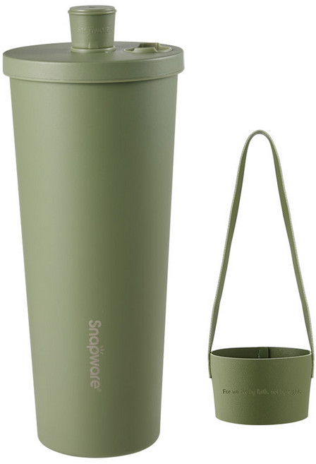 Corelle Brands 康寧餐具 輕瓷保溫保冰跳跳吸管杯, 藤蔓綠, 1個, 850ml