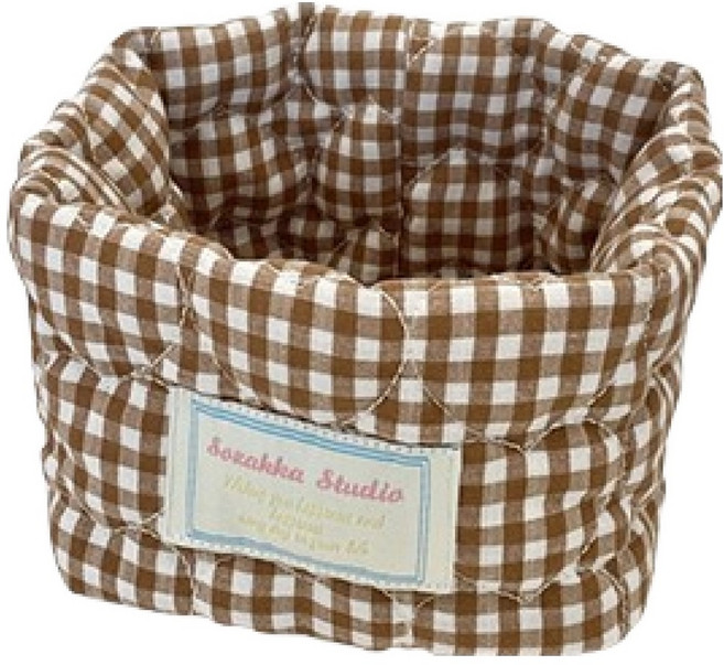 마켓피오 홈 러블리 체크 무늬 패브릭 수납 바구니, 타입5, 1개
