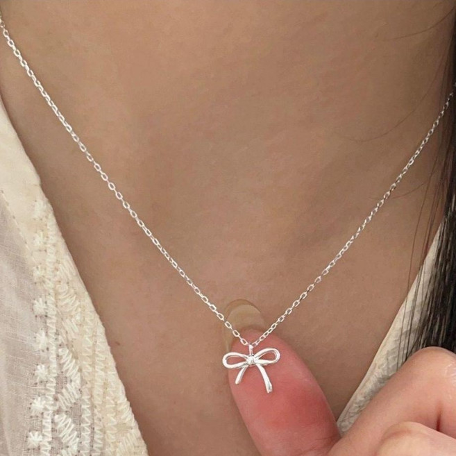 디아더컬러 여성용 여리 리본 포인트 목걸이 sd_0054