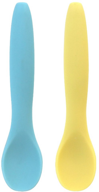 쑥쑥 실리콘 이유식 스푼 2종 세트, 스카이, 레몬, 1세트