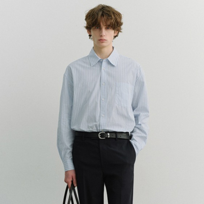 Dunst 男女通用條紋棉質寬鬆襯衫 UDSH6A104