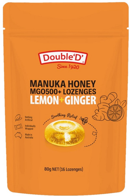 DoubleD 마누카꿀 레몬 진저 캔디, 80g, 1개