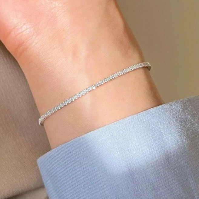 THEOTHERCOLOR 女性疊戴方形鋯石手鍊 S sd_0062