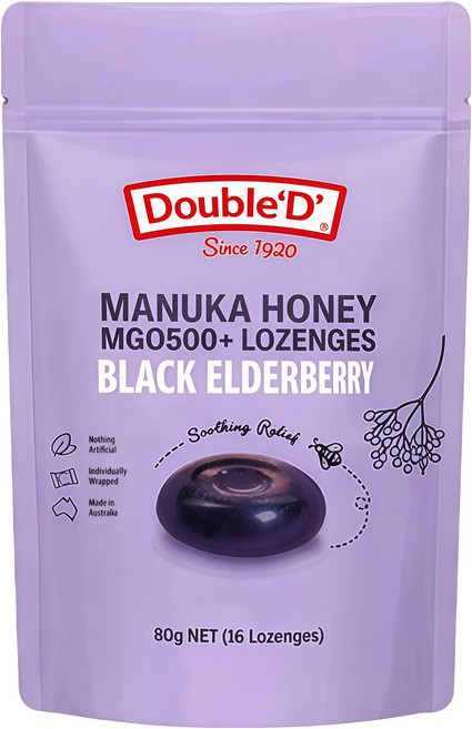 DoubleD 마누카꿀 블랙엘더베리 캔디, 1개, 80g