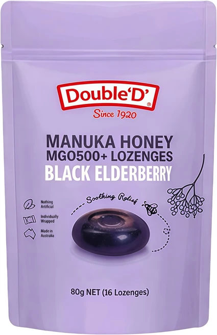 DoubleD 마누카꿀 블랙엘더베리 캔디, 1개, 80g - 쿠팡
