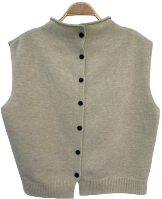 시크블랙 엔루스 반폴라 버튼 니트 베스트 cpvt1412k5c