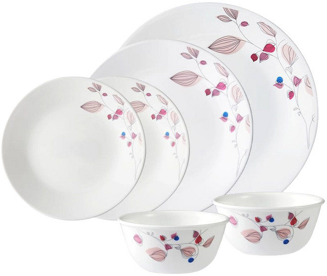 Corelle Brands 康寧餐具 餐具組 6p, 嫣紅微風, 1組, 平盤 10吋 + 8吋 + 6吋 2個 + 中碗 450ml 2個