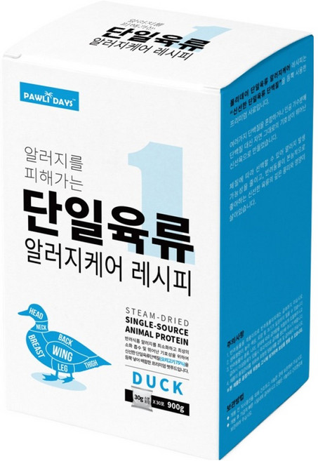 폴리데이 강아지 단일육류 사료 알러지케어 레시피, 900g, 1개, 오리