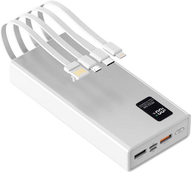 요이치 PD 22.5W 고속 충전 대용량 케이블 일체형 보조배터리 10000mAh 멀티단자, YU102163-24001, 화이트