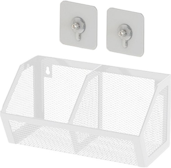 마켓피오 홈 벽걸이형 무타공 잡화 다용도 보관 바구니 2, 1개