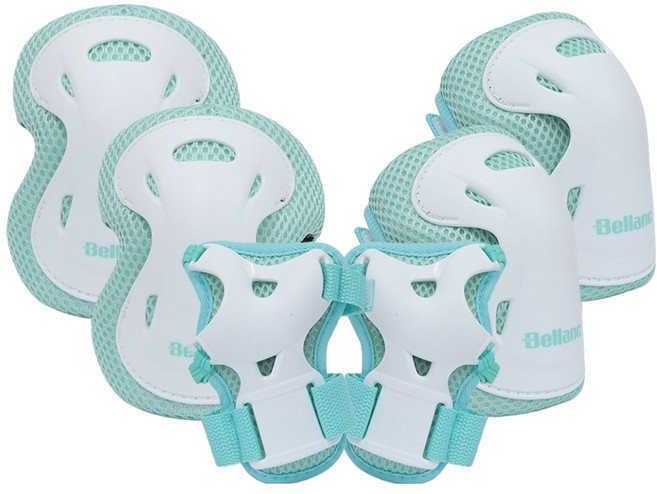 벨랑 아동용 인라인 손목 팔꿈치 무릎 보호대 세트, 민트, 1세트