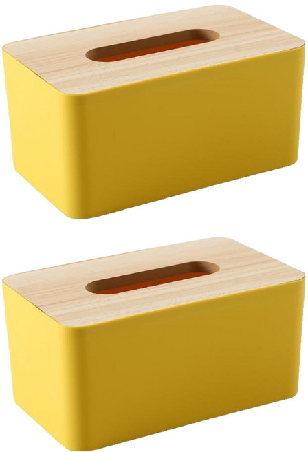 미소로운 각티슈 케이스 S(16 x 12 x 9.5 cm), 모란 엘로우, 2개