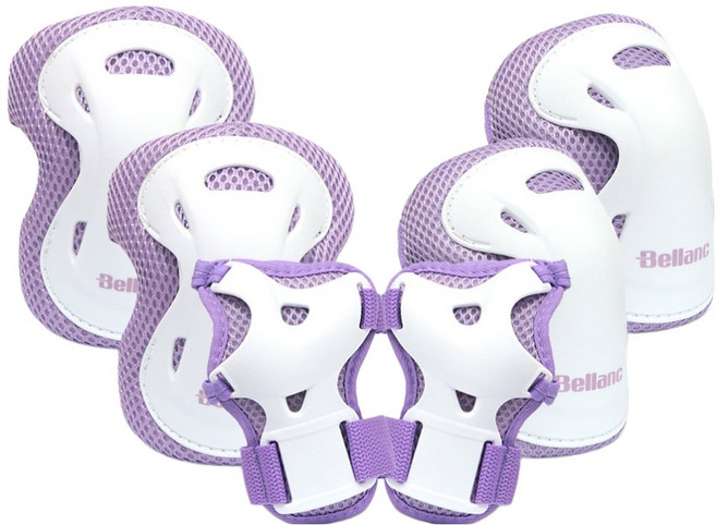 벨랑 아동용 인라인 손목 팔꿈치 무릎 보호대 세트, 퍼플, 1세트