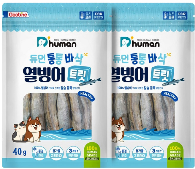 듀먼 반려동물 통통바삭 트릿, 2개, 40g, 열빙어
