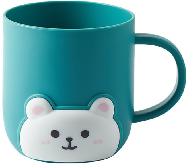 코다치프 휴대용 귀여운 양치컵 8.4 x 9.5 cm, 곰돌이핏 그린, 1개