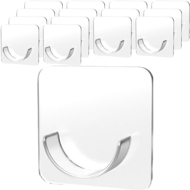 리빙홈디테일 무타공 압축봉 고정홀더 걸이 NXT-035, 투명, 15개