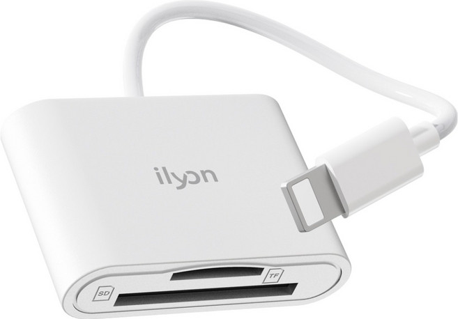 일리온 8핀 OTG 2in1 멀티 카드리더기 TF Micro SD카드 케이블, 화이트, 1개