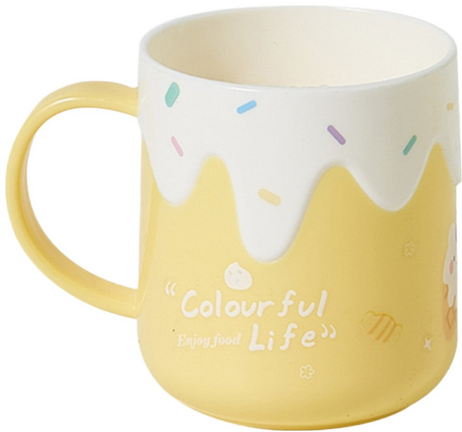 코다치프 휴대용 귀여운 양치컵 8.4 x 9.5 cm, 노란색, 1개