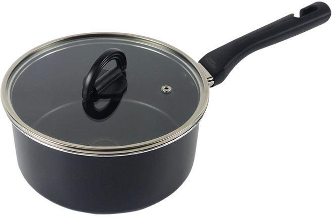 오스벨 인덕션 마인츠 편수냄비 20cm + 평면유리뚜껑 세트, 블랙, 1세트