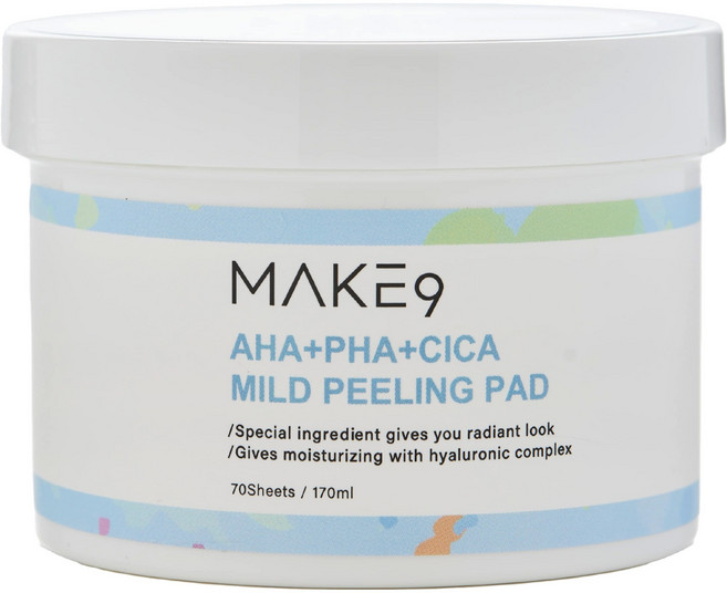 MAKE9 AHA BHA 積雪草溫和去角質棉片 170ml, 1個, 70入