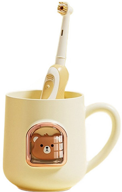 코다치프 귀여운 양치컵 11 x 9 cm, 베이지, 1개