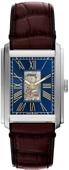 FOSSIL 男士 Carraway Skeleton 皮革手錶 ME327