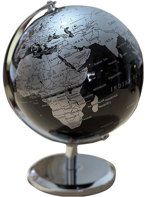 문구담 감성 인테리어 회전 월드맵 지구본 14cm, 02 블랙실버