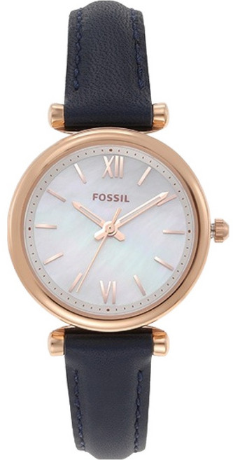 FOSSIL 女性Carlie珍珠母貝錶盤皮革手錶 ES4502