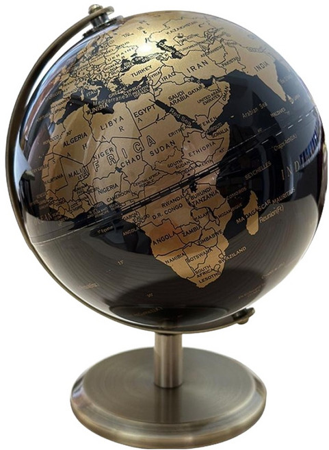 Mungudam 文青風居家裝飾旋轉世界地圖地球儀 14cm, 01 黑金色