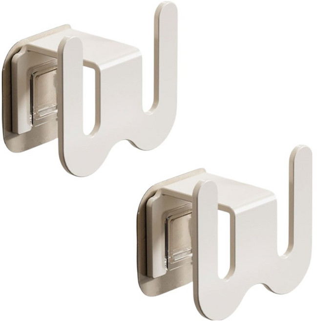 굿앤칩 W자 다용도 욕실 무타공 슬리퍼 실내화 거치대 2p + 접착 스티커 2p 세트, 화이트, 1세트