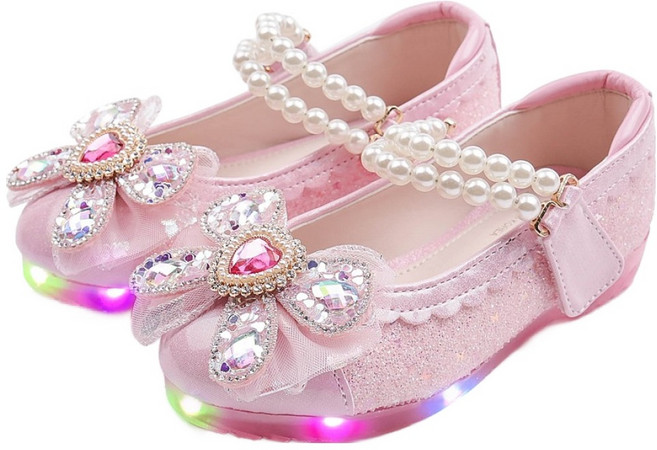 풋풋 펄리본 하트 LED 구두