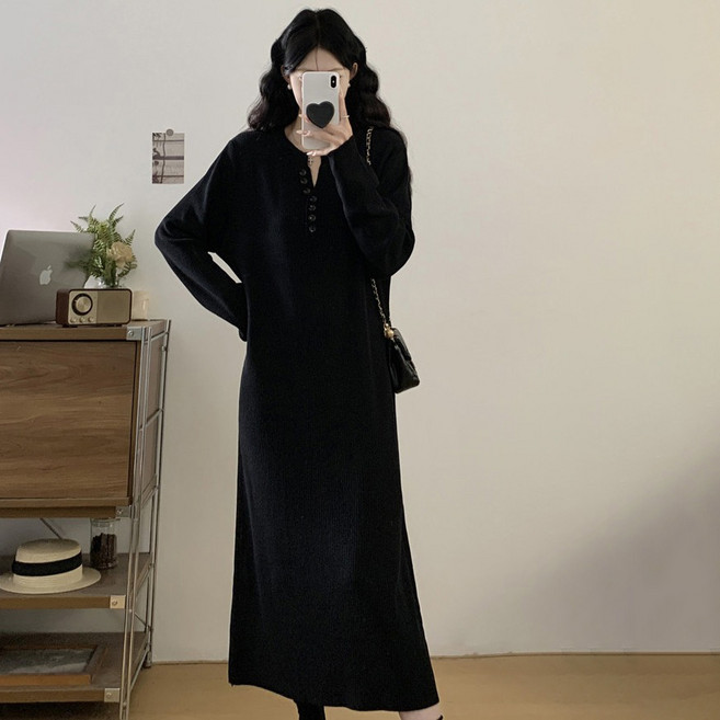 LUNA GIRL 女款 Navasachi 長版大尺碼連身裙 L26SPOPS011314, 黑色