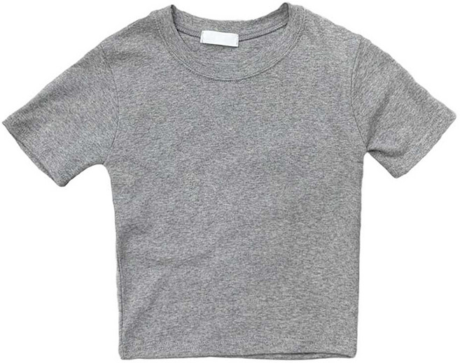 플랜데이 여성용 트링 베이직 크롭 반팔 티셔츠