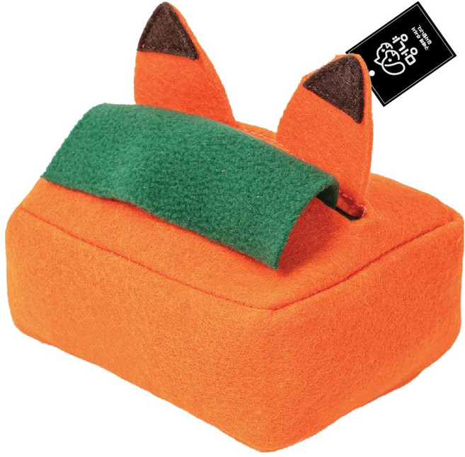멍냥 강아지 노즈워크 잘 풀리는 멍티슈 휴지 뽑기 장난감 여우, 오렌지, 1개