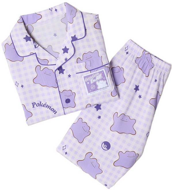 SPAO Kids 兒童款寶可夢格紋睡衣長袖上衣+下身套裝