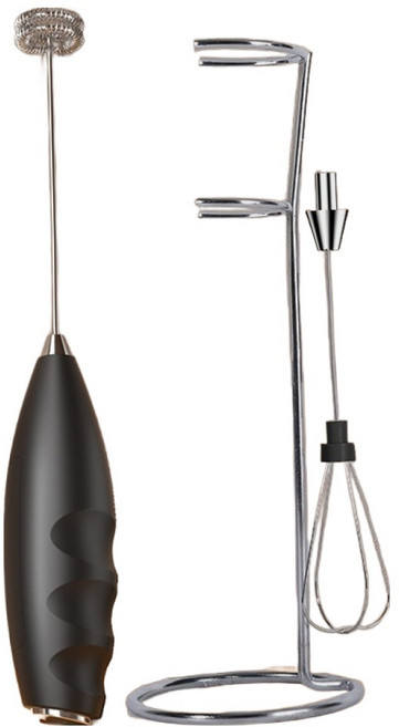 플러스이홈 전동 우유거품기 더블헤드 스텐드, 블랙, FH-NPQ