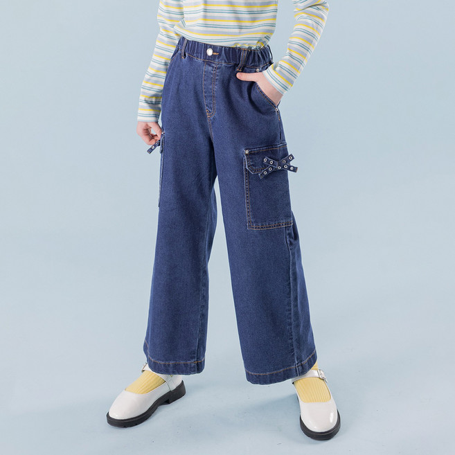 아이러브제이 아동용 페르 리본 스판 카고팬츠