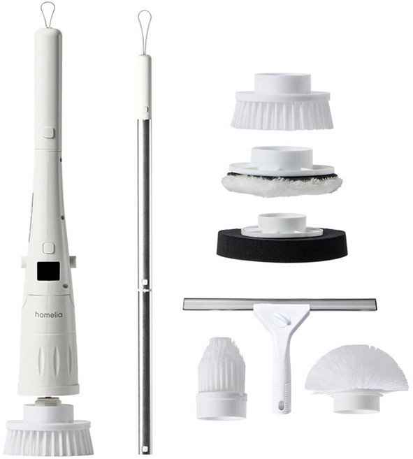 홈리아 무선 욕실청소기 + 아쿠아스핀 브러시 6종 세트, 화이트, HA-SP90