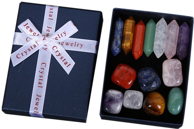 문구담 힐링 크리스탈 오브제 에너지 파워스톤 14개 세트 정화, 혼합색상