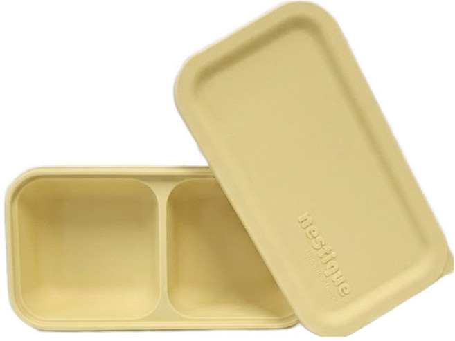 네스틱 토핑 이유식 큐브 용기 모듈플레이트 2구, 바나나옐로우, 1개, 260ml