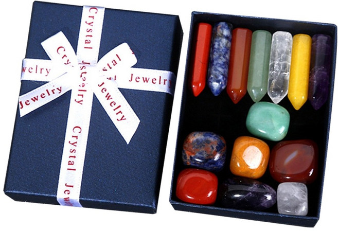 문구담 힐링 크리스탈 오브제 에너지 파워스톤 14개 세트 집중, 혼합색상