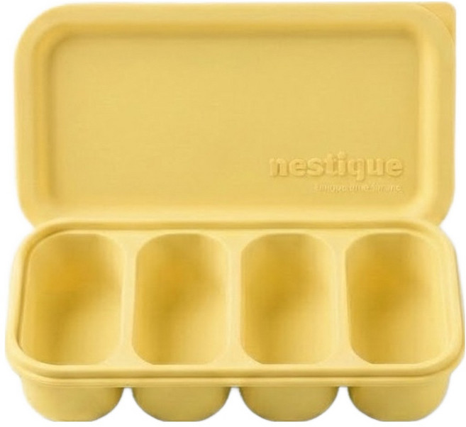네스틱 토핑 이유식 큐브 용기 모듈플레이트 4구, 바나나옐로우, 1개, 200ml